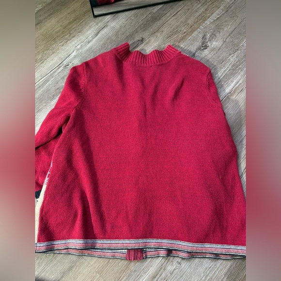 Vtg Nordic Snowflake Patchwork Knit Multi Color Sweater Cardigan Christmas 2X - Picture 7 of 8